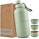 mea:hana Pets Hundetrinkflasche für unterwegs 1l mit Näpfen -Ideal für Reisen,Outdoor- Isolierte Edelstahl Flasche mit Napf, Hundezubehör, Hundeflasche mit Futterbehälter - GRATIS Tragegriff
