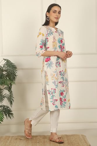 Image of W for Woman Swiss Dot Textured Cotton Straight Kurta