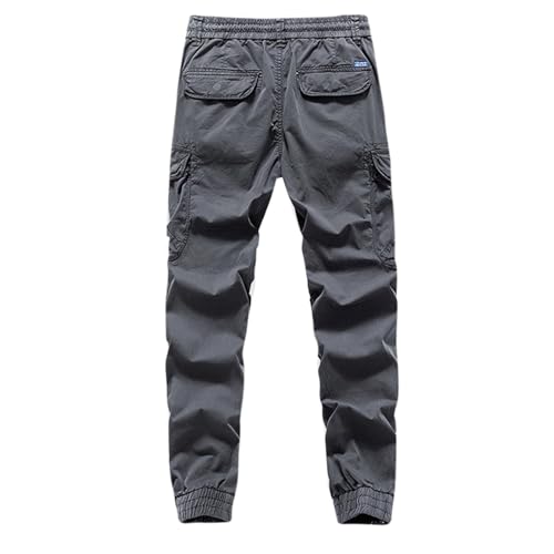 Mens Cargo Work Pants with Multi Pockets Trendy Distressed Patchwork Outdoor Trousers Retro Lazy Style Hiking Pants4