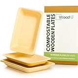 WoodU Wooden Disposable Craft Plates-100 Natural, Bamboo, Square Plates, Heavy Duty, Compostable &Biodegradable, Eco Friendly Party Plates (5.5