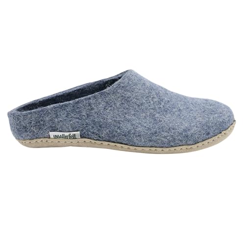 Denim Blue Handmade Slip Ons- Indoor Slippers From Men And Women- Soft, Cozy And Durable Slides- Wool Slipper