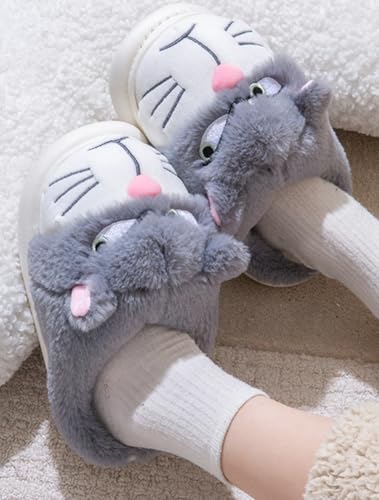 Cute Cat Slippers for Women Men Funny Animal Shoes Comfortable Fuzzy Warm Sandals Slides for Indoor Outdoor2