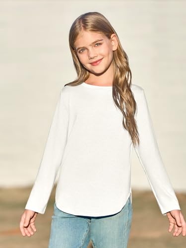 Image of Haloumoning Girls Long Sleeve T Shirts Kids Crewneck Tops 5-14 Years