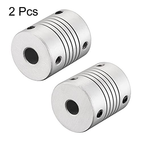 sourcing map 2Stk. 8mm zu 7mm Aluminiumlegierung Schaft Flexible Kupplung Motor Verbindungsstück L30xD25 Silber