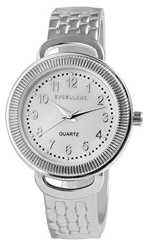 Excellanc Damen-Spangenuhr Metall Perlmutt Mode Elegant Analog Quarz 1800234 (silberfarbig)