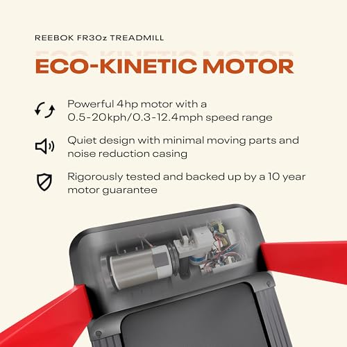 Image of Reebok FR30z Floatride Treadmill - with Incline, Bluetooth, Walking or Running, 4 HP, 12.4 MPH, 330 lb. Capacity, Plus 60 Day Free Kinomap Membership