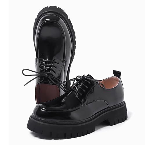 Men's Leather Lace Up Chunky Platform Oxfords Fashion Round Toe Lug Sole Dress Shoes Comfortable Casual Business Work Formal Derby Shoes3