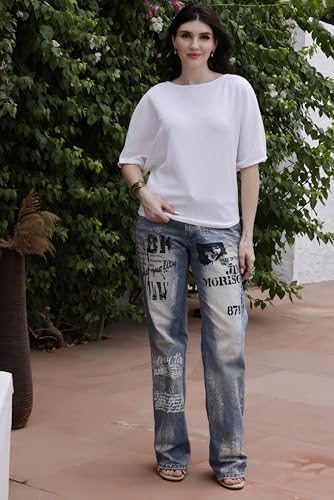 Image of Zilcon Womens Half Ballon Sleeve t-Shirt Tops Boat Neck Loose Fit Casual Workout T-Shirts