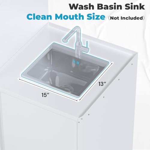 Image of 1300LBS Laundry Pedestal with Laundry Basket for Washer and Dryer | Washing Machine Stand Base Raiser with Washbasin Cabinet,White, 3PCS