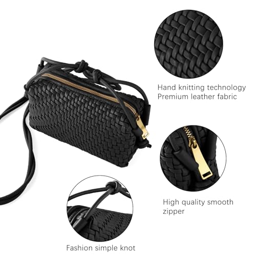Image of Woven Crossbody Bag for Women,Small Handbag Cute Purse Vegan Leather Handmade Shoulderbag, Summer Tote Bag with Strap
