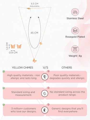 Image of Yellow Chimes Necklace for Women | Fashion Rosegold Plated Necklace for Girls | Infinity Charm Pendant Chain