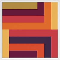 SIGNWIN Framed Canvas Wall Art Yellow, Orange, Red, Brown, Navy Blue Color Blocks and Lines Geometric Shapes Illustrations Minimalism Modern Fun for Living Room, Bedroom, Office - 16x16 inches