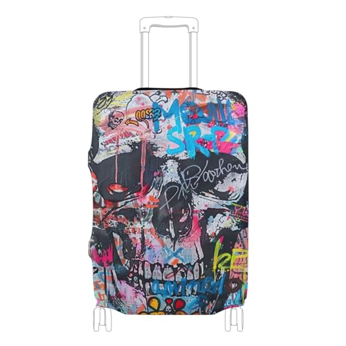 Joisal Colorful Urban Style Skull Suit Case Cover 28 Inch Luggage Covers Tsa Approved Elastic Luggage Accessories for Suitcases