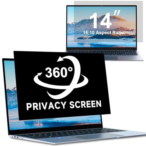 ZOEGAA 4-way 360° Privacy Screen For 14 Inch 16:10 Laptop That Screen Size is 11.9 in Wide and 7.4 in High. Removable Privacy Screen For Laptop Monitor, Anti Glare And Blue Light, Compatible With HP Dell Lenovo Asus Samsung Acer Thinkpad
