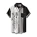 Produktbild Herren Bowling Shirt Camp Cabin Cabana Work Hemd Rockabilly Zweifarbig Lounge 50er Vintage Retro Freizeithemd(Black,L)