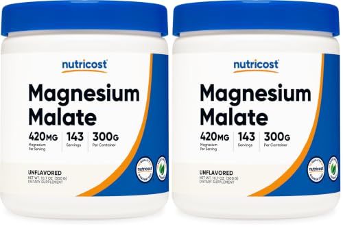 Nutricost Nutricost Magnesium Malate Powder (300g) 420mg of Magnesium Per Serving (Pack of 2) sold by Nutricost - Amazon Seller - US
