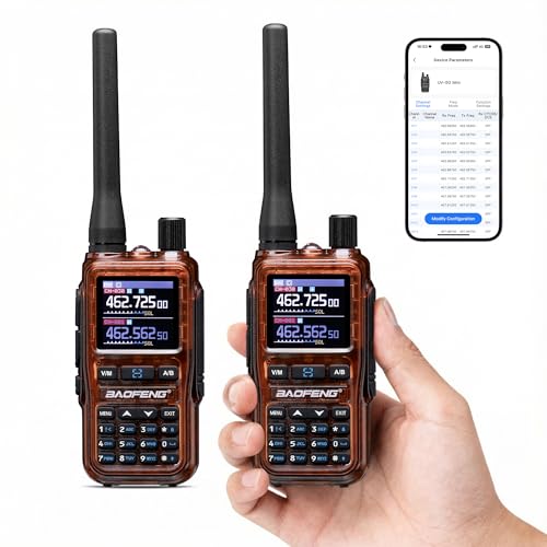Image of [Chirp Compatible] Baofeng UV-5G Mini GMRS Handheld Radio with BT App Programming, Long Range Walkie Talkie GMRS Repeater Capable, with 8-Band Receiver, 999 Channels, for Off-Road, 2 Pack, Amber