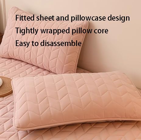 FCLDESHOP Confortable Housse Matelas,Drap-Housse matelassé épais de Couleur Unie avec Poche Profonde, protège-Matelas Confortable et antidérapant, Kaki, 180 x 220 cm + 30 cm (3 pièces)