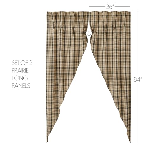 VHC-Brands-Cider-Mill-Prairie-Plaid-Curtain-Panels-Tan-84x36x18-Set-of-2 VHC Brands Cider Mill Prairie Plaid Curtain Panels Tan 84x36x18 Set of 2