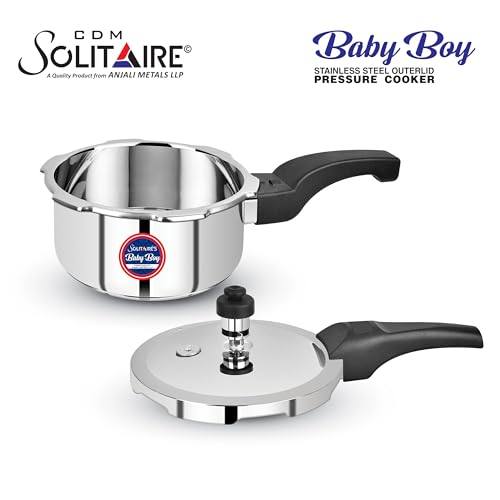 CDM Solitaire Baby Boy Small Stainless Steel Outer Lid Pressure Cooker, 1 Litre, Induction and Gas Base, ideally used for 1-2 Person, ISI... - Image 5