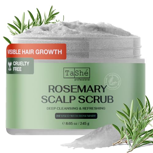 Exfoliante para cuero cabelludo, exfoliante de romero para el cuero cabelludo, tratamiento capilar y crecimiento del cabello, 245 ml.