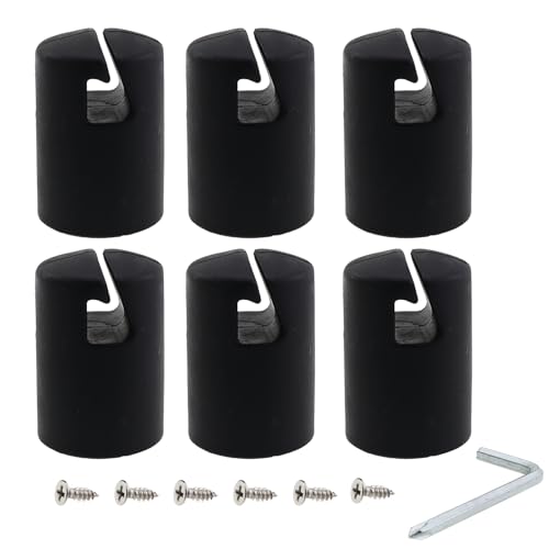 Caishun 6PCS Black Trampoline Enclosure Post Caps Set Trampoline Plastic Pole Sleeve Fit 1.26 Inch Trampoline Enclosure Pole