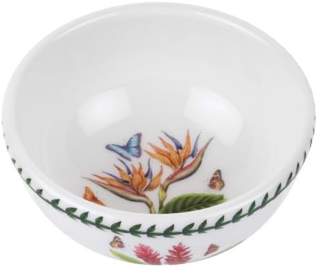 Portmeirion Exotic Botanic Garden 5.5” Individual Fruit Salad Bowl with Bird of Paradise Motif | Dishwasher, Microwave, and Oven Safe | For Cereal, Breakfast, or Dessert | Made in England