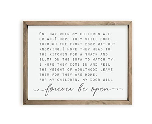 My Door Will Forever Be Open Framed Grandparent Wood Farmhouse Wall Sign (12x15)