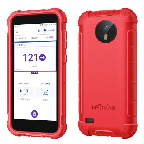 MEDMAX Silicone Case for Omnipod 5 Lightweight Shockproof Anti Slip Protective Cover Soft Gel Skin with Dexcom G7 Cutout (Red)