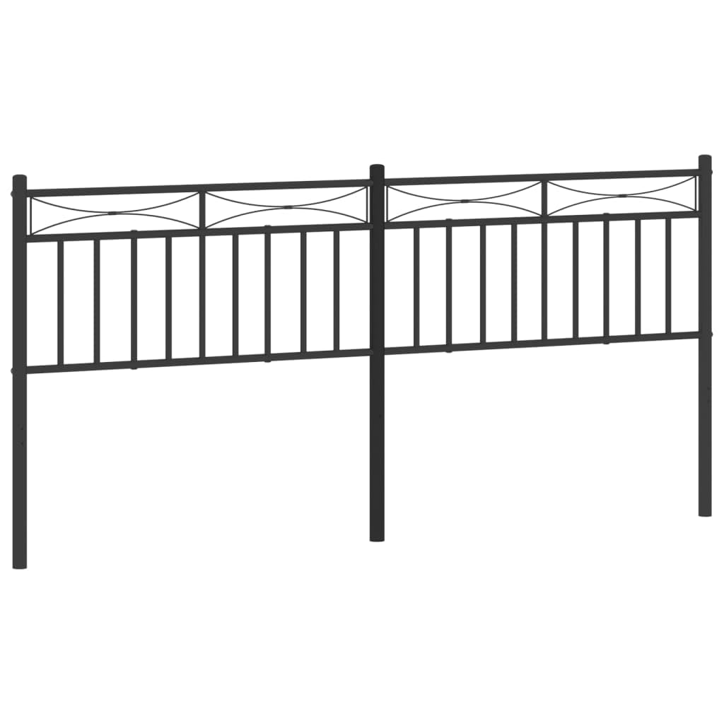Testiera in metallo nero, 193 cm, in acciaio verniciato a polvere, robusta, stabile, per camera da letto, design classico, montaggio a parete