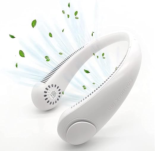 Neck Fan: Hands-Free 360° Personal Cooling Fan, USB Rechargeable and Portable with 3 Speed Settings—perfect for travel, office, and sports activities.