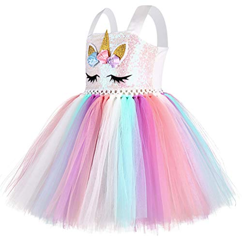 Vestido tutú de unicornio para niñas con diadema miniatura 3
