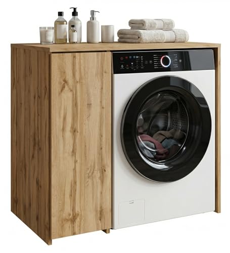 CraftPAK Waschmaschinenschrank geeignet für Waschmaschine & Wäschetrockner Waschmaschinenschrank Überbauschrank Badezimmermöbel Größe 66x97x62 cm Wotan