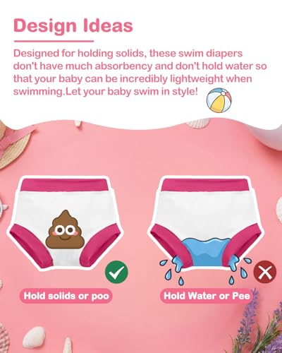 Image of ALVABABY 3 Pack Reusable Baby Girls Swim Diapers UPF 50+ Washable Toddler Beach Diapers