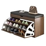 PRÁCTICO TABURETE for CAMBIAR ZAPATOS: Este zapatero con diseño de estantería abierta multicapa permite guardar todo tipo de zapatos de forma ordenada, olvidándose de los montones de zapatos en la puerta. El suave cojín superior facilita el cambio de zapatos y también sirve como mesa de almacenamiento temporal.