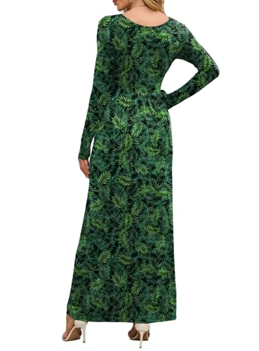 Image of DEARCASE Women's Maxi Dress Long Sleeve Crewneck Empire Waist Long Dresses