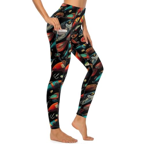 Nevjipu Pantalones de yoga con bolsillos para mujer, entrenamiento, coloridos, anzuelo, 1 estampado, leggings de gimnasio para mujer, control de abdomen, Style-27, S