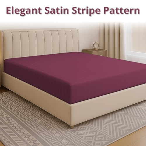 Image of Cloth Fusion Glace Cotton Mattress Cover Super King Size with Zipper (78x84 inches, Maroon)