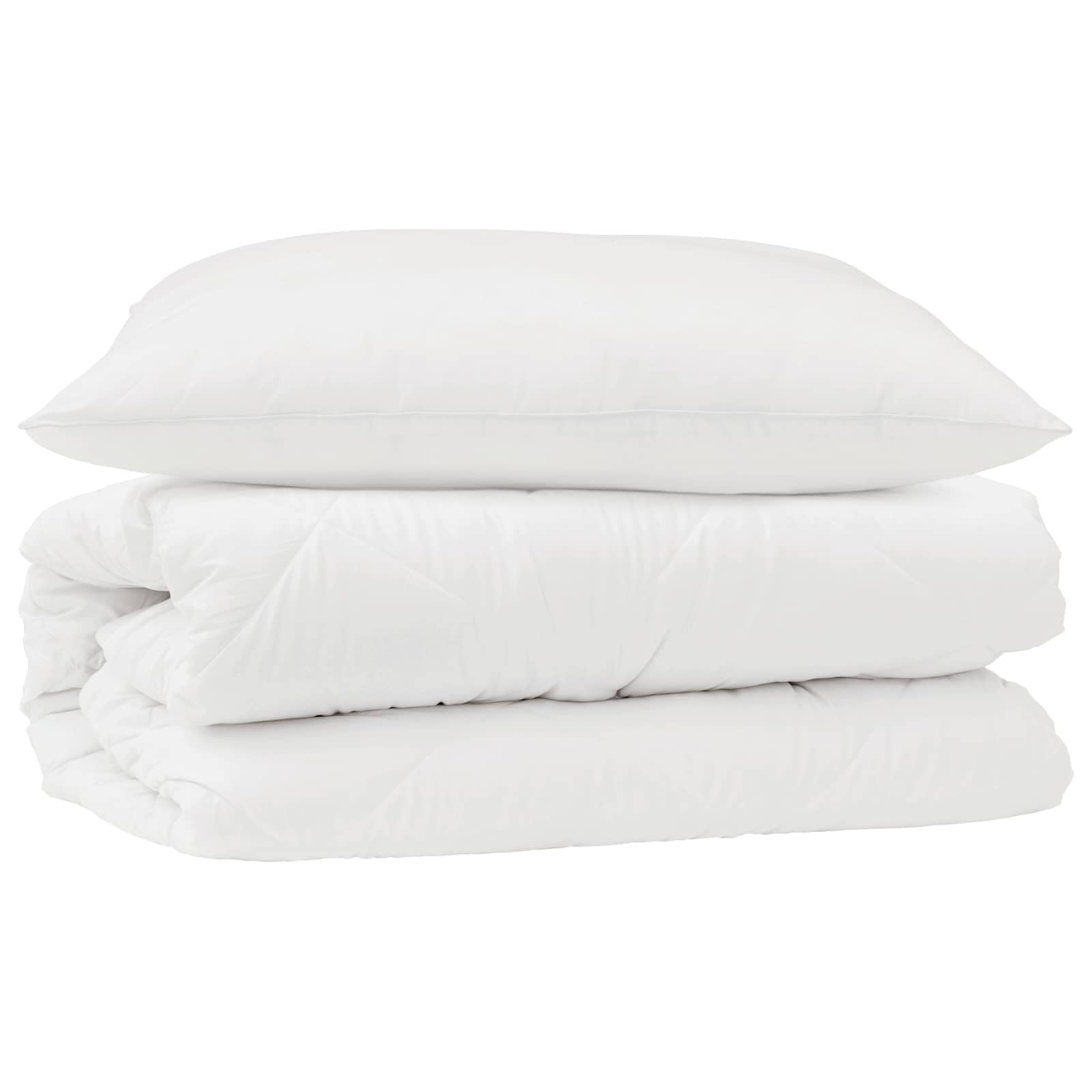 Bettdecken Set mit Kissen Weiß Mikrofaser 220 x 135 cm 2-teilig Ganzjahresbett Decke mit Reißverschluss für Schlafzimmer Deko und komfortable Bettwaren & Bettwäsche