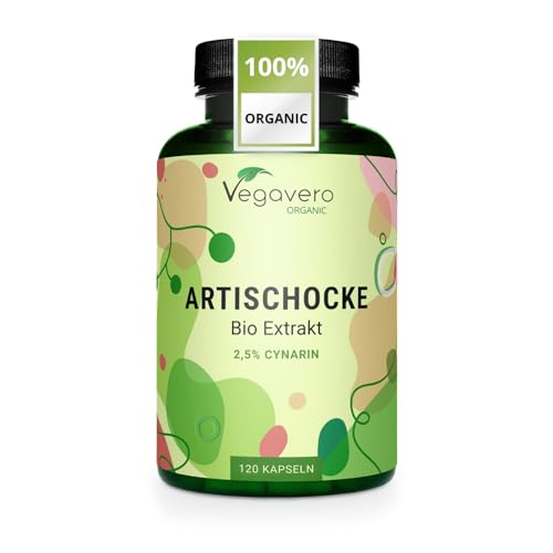 Vegavero Organic Artichoke 40 000 mg 20:1 High Strength Extract | Without Leaf Fibre or Inulin | 2.5% Cynarin | NO Additives Lab-Tested | 120 Capsules | Vegan