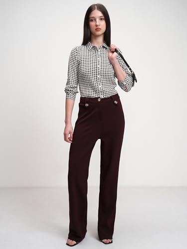 Image of Tokyo Talkies Women's Herringbone Print Long Cuff Sleeve Shirt | Classic & Sophisticated | Perfect for Work & Smart Casual Looks | Tops for Woman | Women Tops | Stylish Top