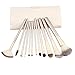 Pro Kabuki Makeup Brush Set 12Pcs: Soft Horse Hair + Synthetic Bristles for Face/Eye Makeup - Travel Case Included