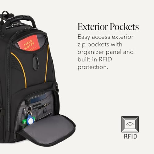 Image of SWISSGEAR 1900 ScanSmart Laptop Backpack, Fits Most 17-Inch Laptops, TSA-Friendly Lay-Flat Design, RFID Protection, and Tablet Pocket, Black, 31L, 18.5-Inch