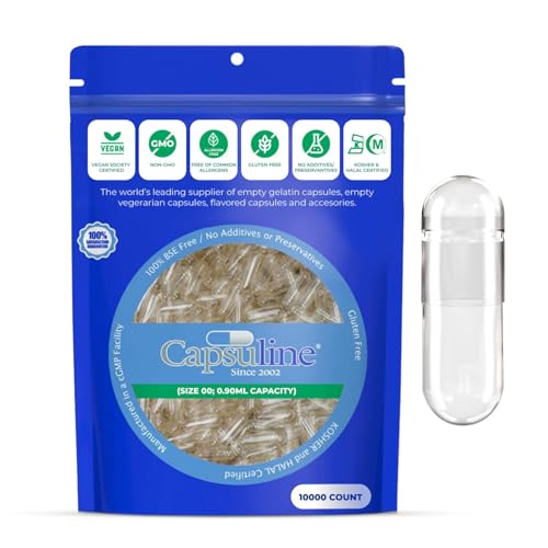 Cápsulas vegetales DIY Capsuline 00 transparentes para crear tus propios suplementos