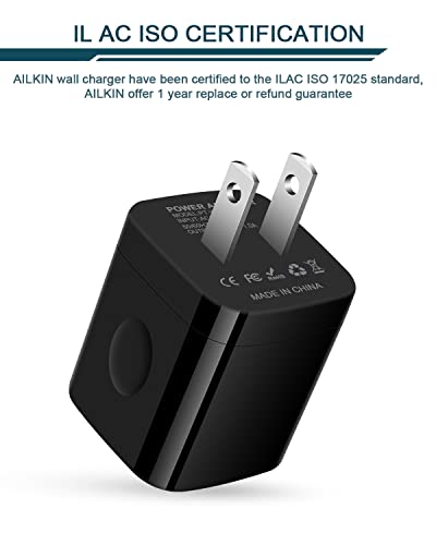 Image of AILKIN USB Wall Charger, Charger Adapter, Ailkin 2-Pack 2.1Amp Dual Port Quick Charger Plug Cube for Compatible with iPhone X /8 /7 /6S /6S Plus /6 Plus /6, Compatible