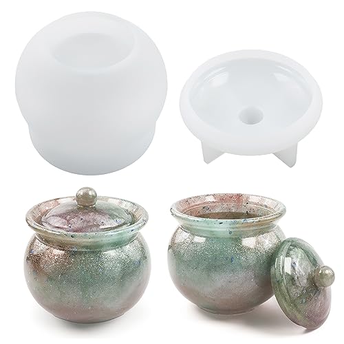 Moldes de resina para caja de almacenamiento, molde de resina para tarro de pudín con tapa, molde de almacenamiento, moldes de caja de joyería, moldes de silicona con tapa, moldes epoxi para