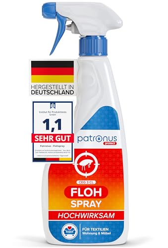 Patronus Floh-Spray für Wohnung & Umgebung 500 ml - effektives Abwehr-Mittel gegen Flöhe mit Sofortschutz - hochwirksam & laborgeprüft - mit...