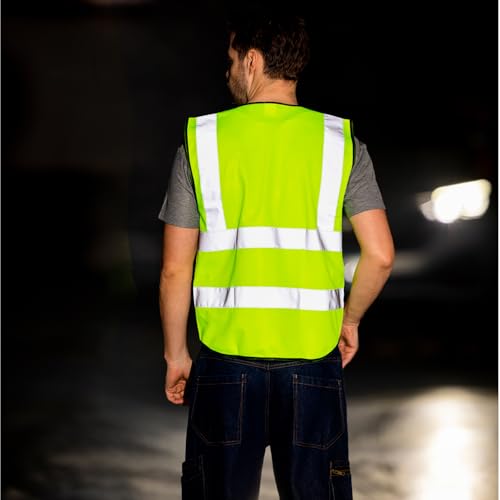 WORK IDEA Warnwesten Auto, Reflektierende Weste mit mehreren Taschen Sicherheitsweste