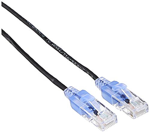 Image of Monoprice Cat6A 20ft Black 5-Pk Patch Cable UTP 30AWG 10G Pure Bare Copper Snagless RJ45 SlimRun Series Ethernet Cable