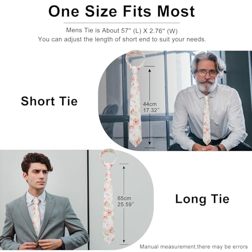 Image of Luckyvestir Ties for Men, Sage Green Cotton Floral Tie 2.76 inch Flower Printed Men's Neckties for Wedding /Groomsmen /Suit /Party